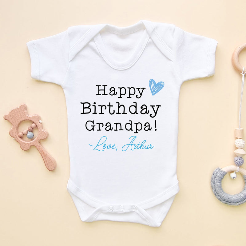 Happy Birthday Grandpa (Boy) Personalised Baby Bodysuit - Little Lili Store (6607932129352)