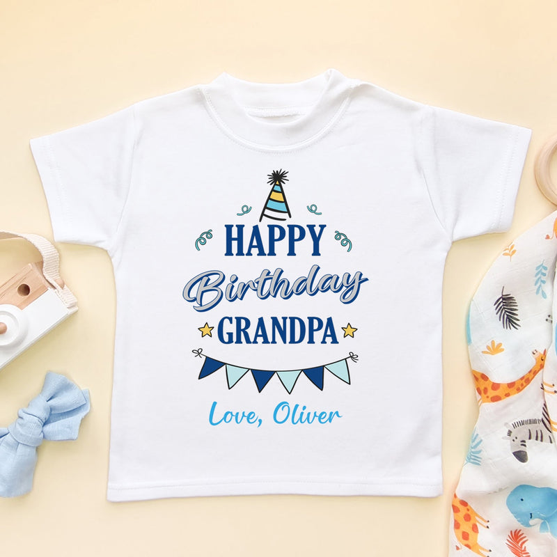 Happy Birthday Grandpa (Boy) Personalised Toddler T Shirt - Little Lili Store (6607933505608)