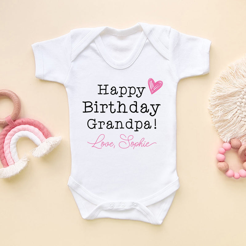 Happy Birthday Grandpa (Girl) Personalised Baby Bodysuit - Little Lili Store (6607932096584)