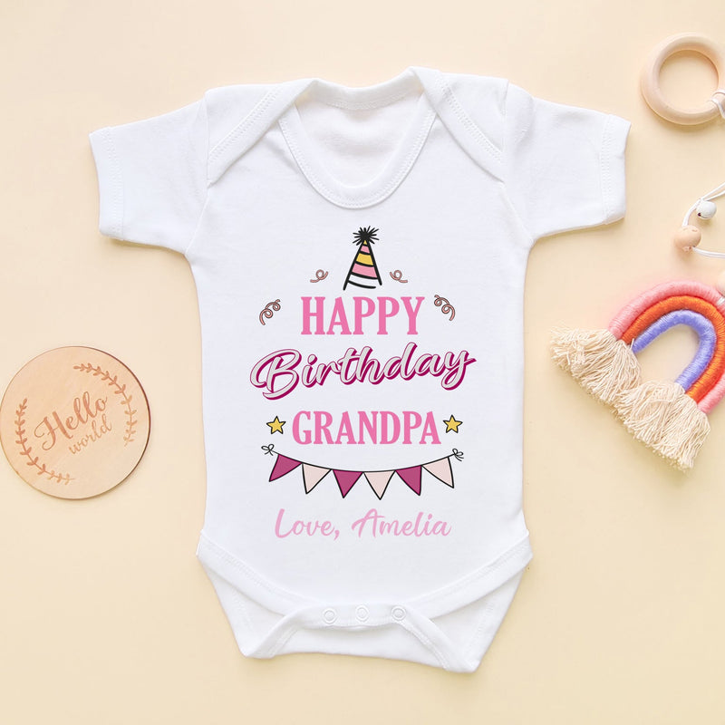 Happy Birthday Grandpa (Girl) Personalised Baby Bodysuit - Little Lili Store (6607931932744)
