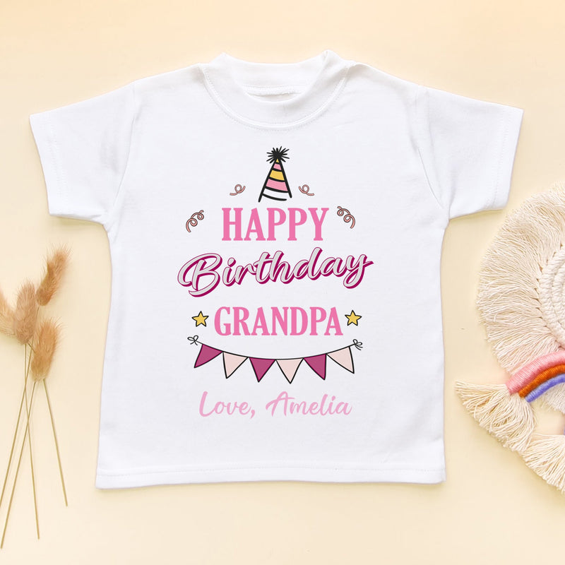 Happy Birthday Grandpa (Girl) Personalised Toddler T Shirt - Little Lili Store (6607933472840)