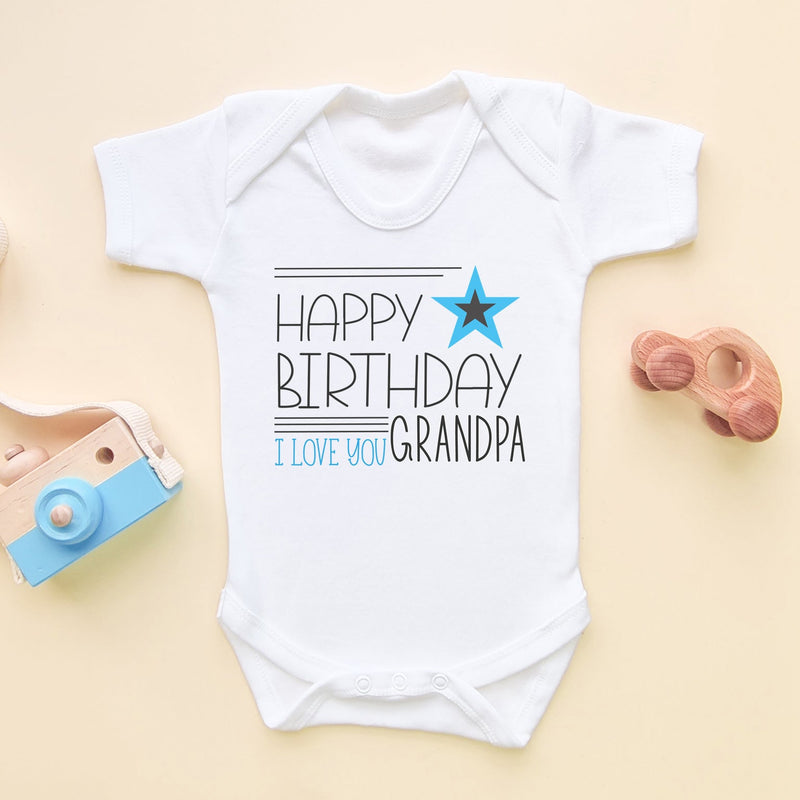 Happy Birthday Grandpa I Love You (Boy) Baby Bodysuit - Little Lili Store (6607932293192)