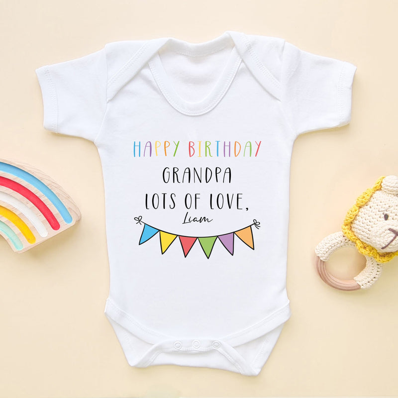 Happy Birthday Grandpa Personalised Baby Bodysuit - Little Lili Store (6607931473992)