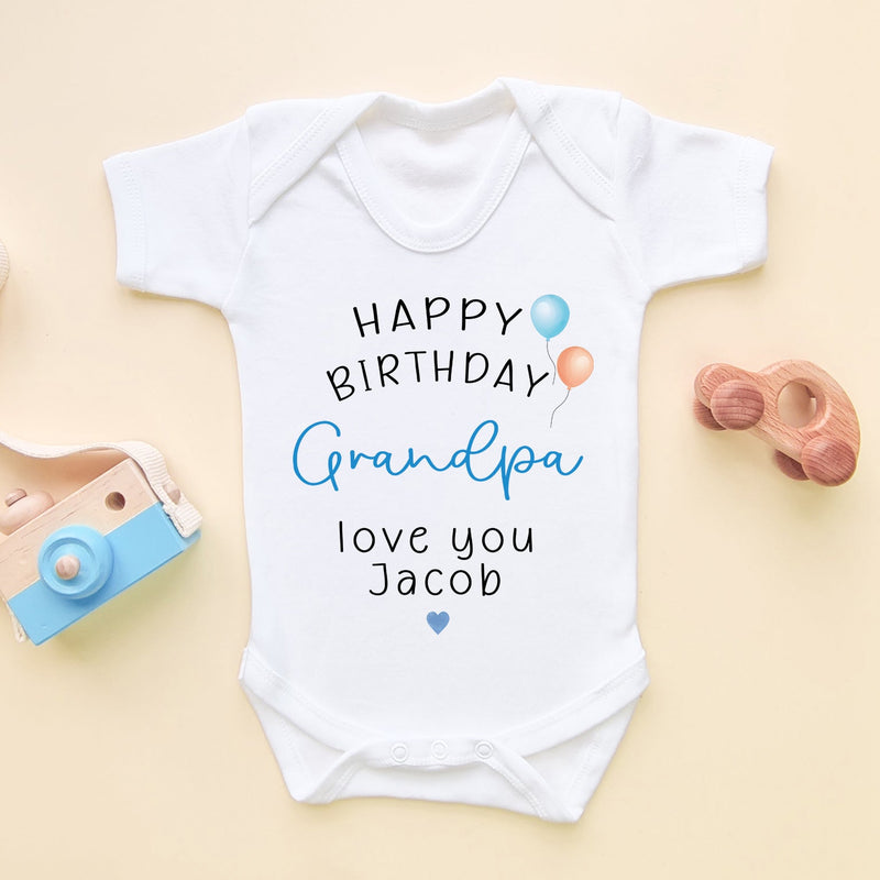 Happy Birthday Grandpa Personalised Baby Bodysuit - Little Lili Store (6607416033352)