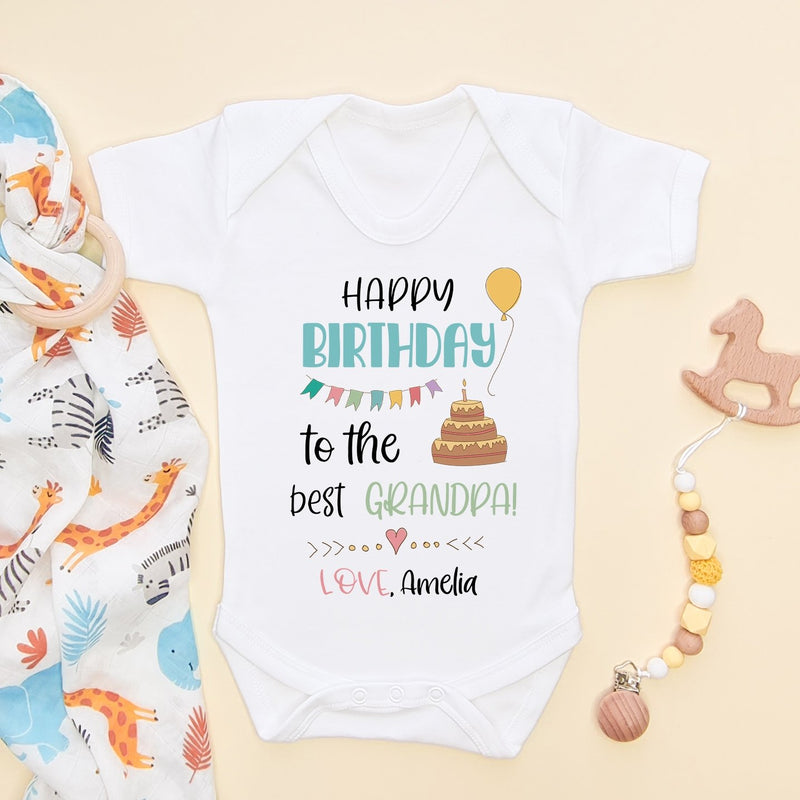 Happy Birthday Grandpa Personalised Gift Baby Bodysuit - Little Lili Store (8308616986904)