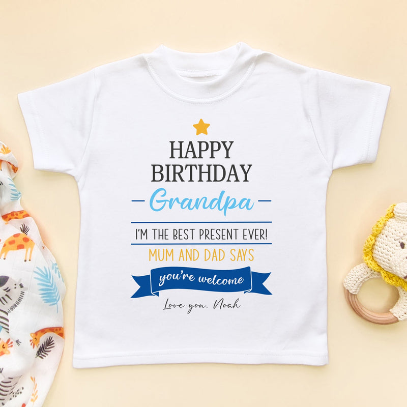 Happy Birthday Grandpa Quote (Boy) Personalised Toddler T Shirt - Little Lili Store (6607933309000)