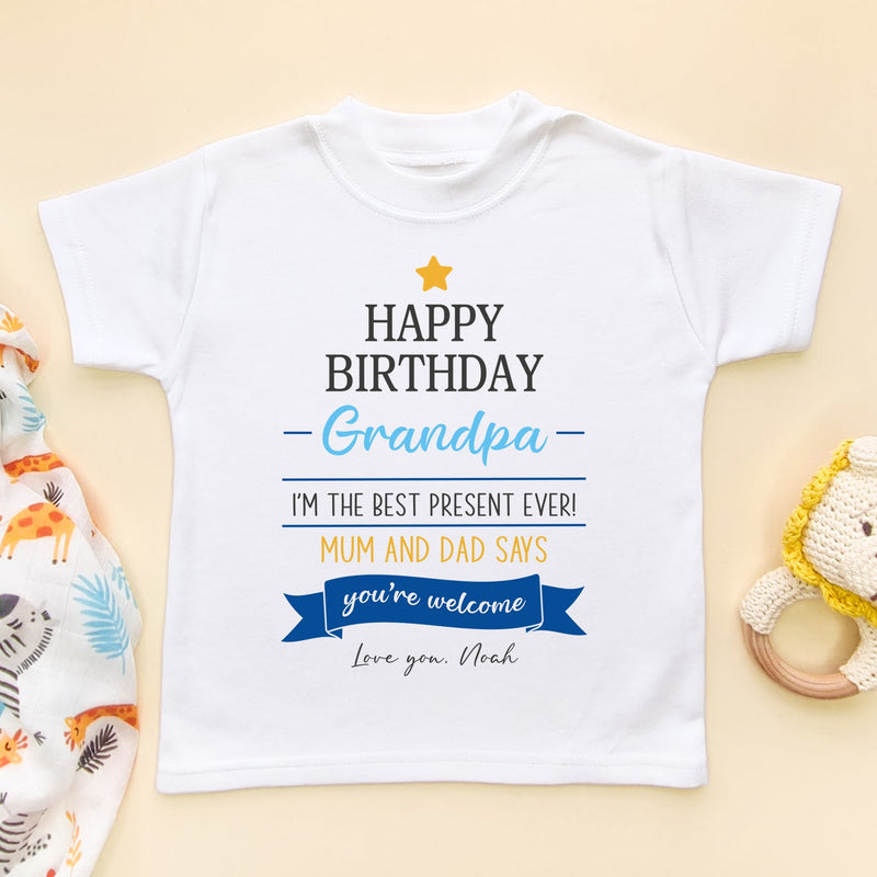 Happy Birthday Grandpa Quote (Boy) Personalised Toddler T Shirt - Little Lili Store (6607933309000)