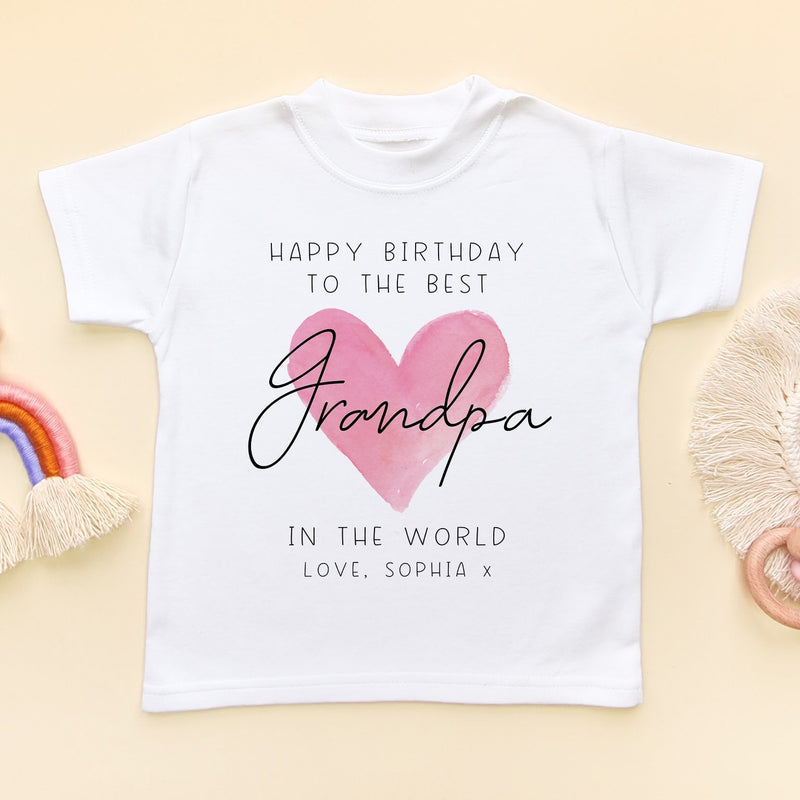 Happy Birthday Grandpa Red Heart Personalised Toddler & Kids T Shirt - Little Lili Store (8315517567256)