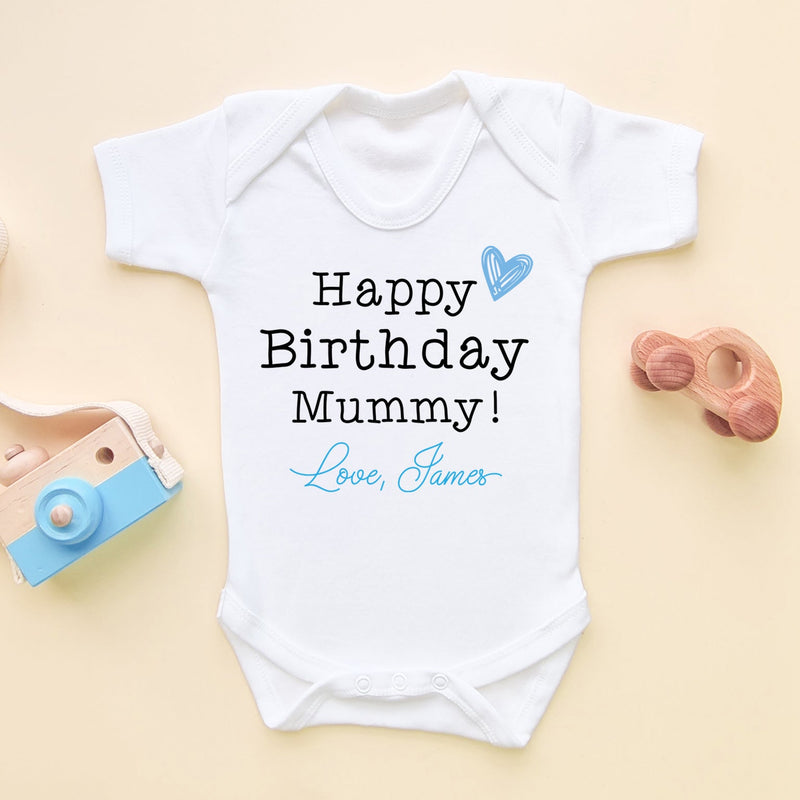 Happy Birthday Mummy (Boy) Personalised Baby Bodysuit - Little Lili Store (6607086780488)
