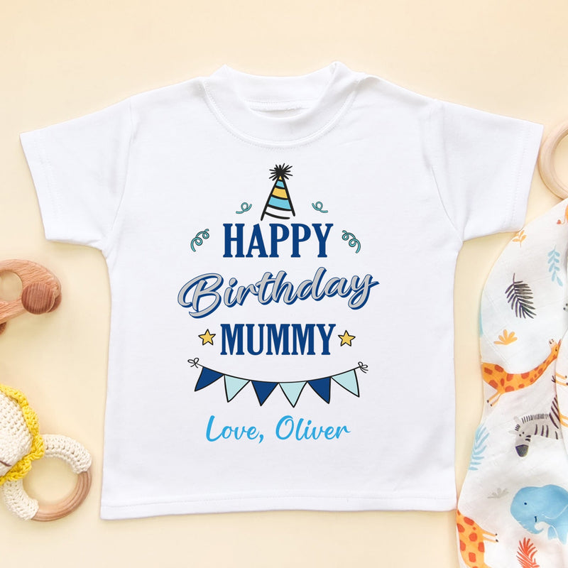 Happy Birthday Mummy (Boy) Personalised Toddler T Shirt - Little Lili Store (6607085404232)