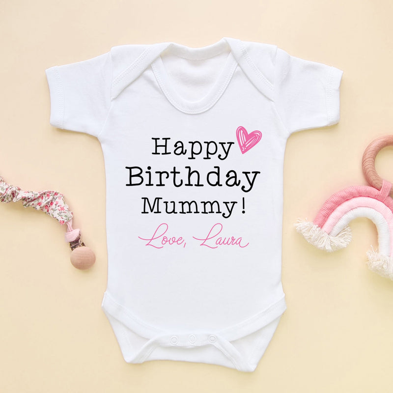 Happy Birthday Mummy (Girl) Personalised Baby Bodysuit - Little Lili Store (6607086714952)