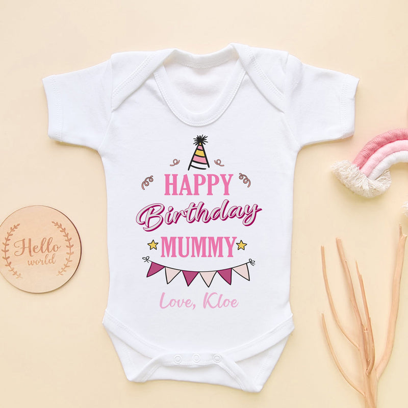 Happy Birthday Mummy (Girl) Personalised Baby Bodysuit - Little Lili Store (6607086583880)