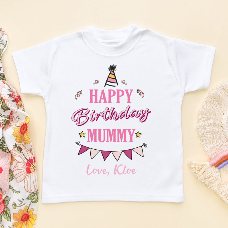 Happy Birthday Mummy (Girl) Personalised Toddler T Shirt - Little Lili Store (6607085305928)