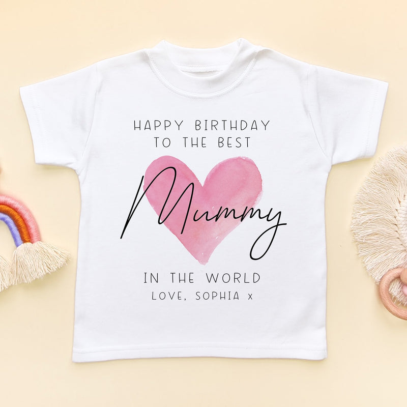 Happy Birthday Mummy Red Heart Personalised Toddler & Kids T Shirt - Little Lili Store (8315516649752)