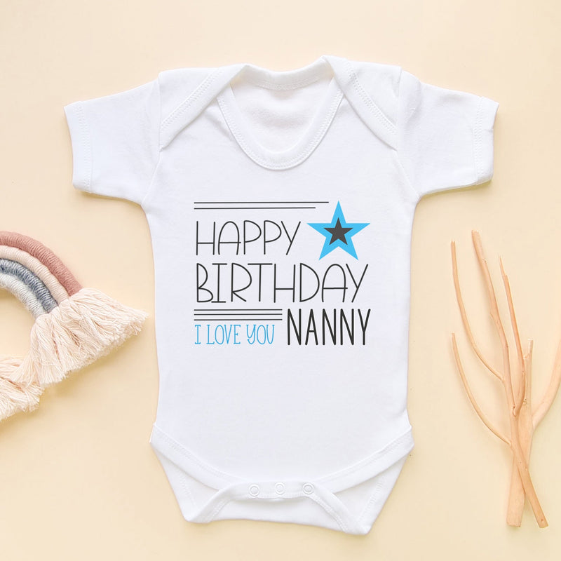 Happy Birthday Nanny I Love You (Boy) Baby Bodysuit - Little Lili Store (6607932260424)