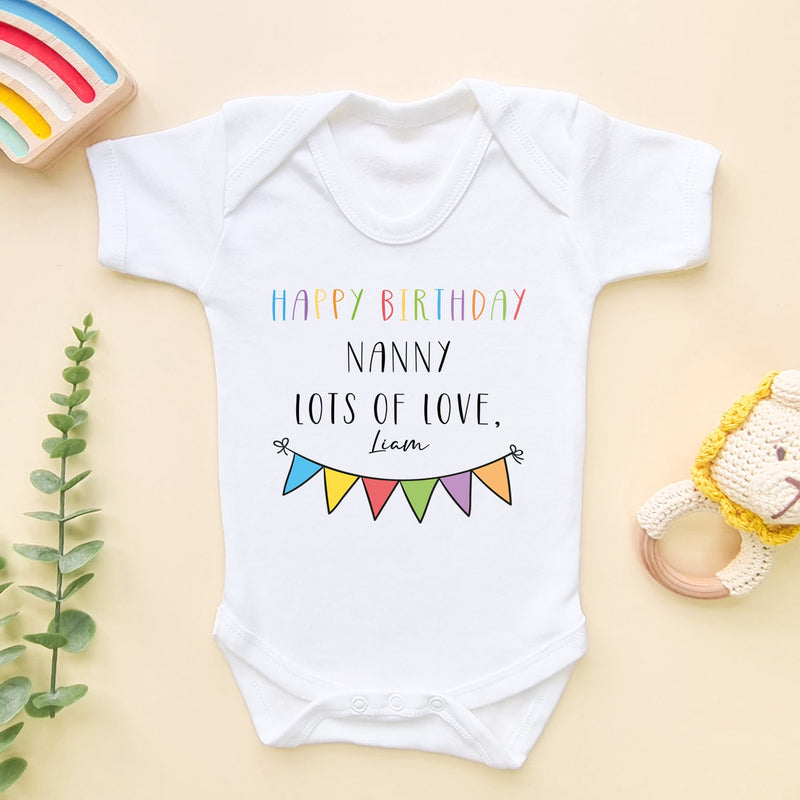 Happy Birthday Nanny Personalised Baby Bodysuit - Little Lili Store (6607931441224)