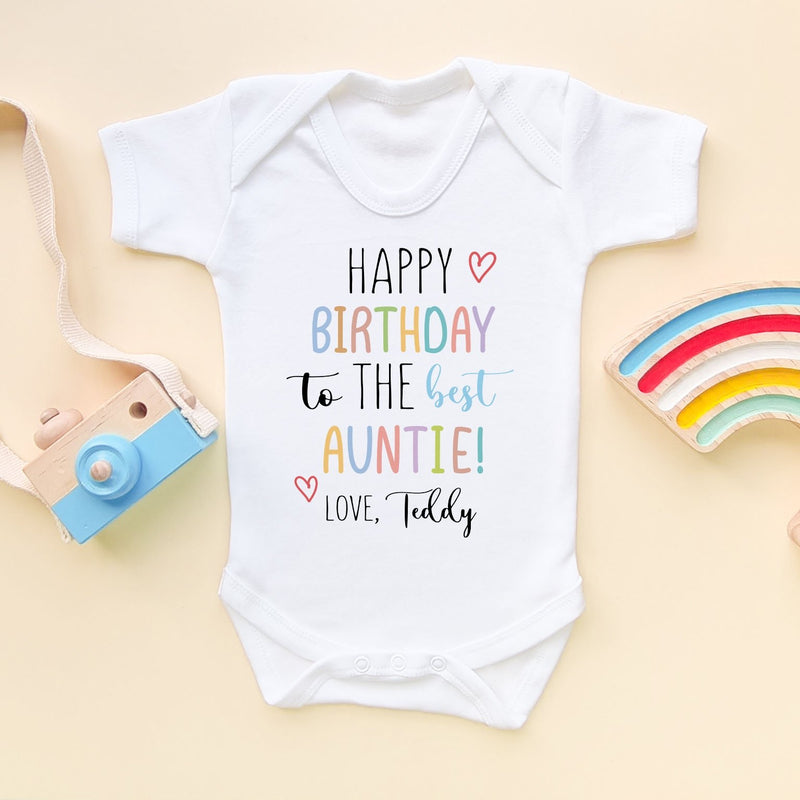 Happy Birthday To The Best Auntie Personalised Baby Bodysuit - Little Lili Store (8308542931224)