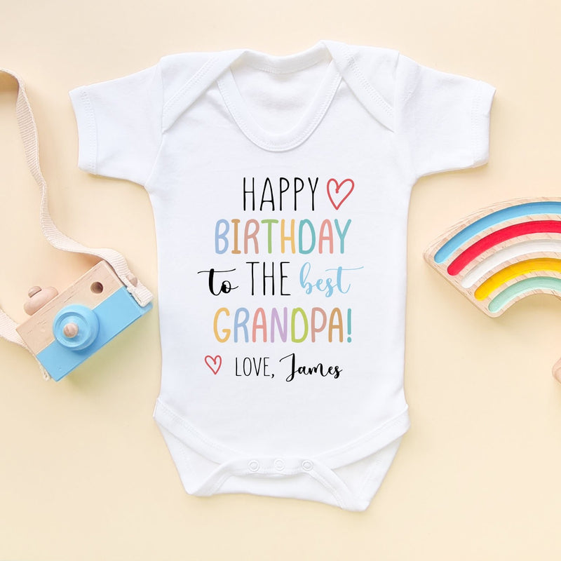 Happy Birthday To The Best Grandpa Personalised Baby Bodysuit - Little Lili Store (8308426604824)