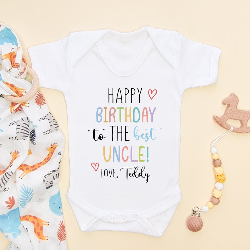 Happy Birthday To The Best Uncle Personalised Baby Bodysuit - Little Lili Store (8308547453208)