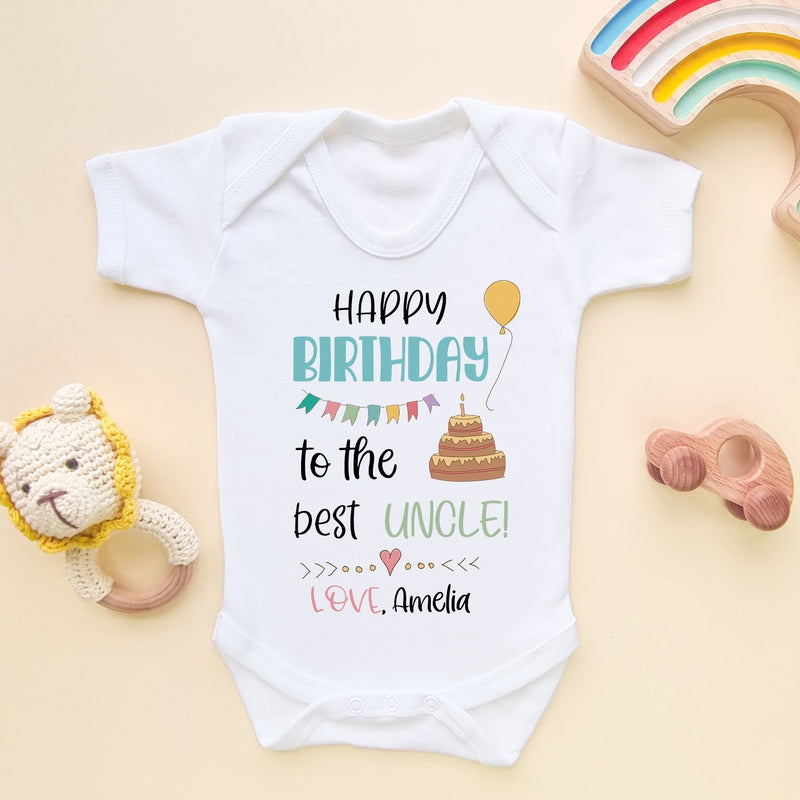 Happy Birthday Uncle Personalised Gift Baby Bodysuit - Little Lili Store (8308685242648)