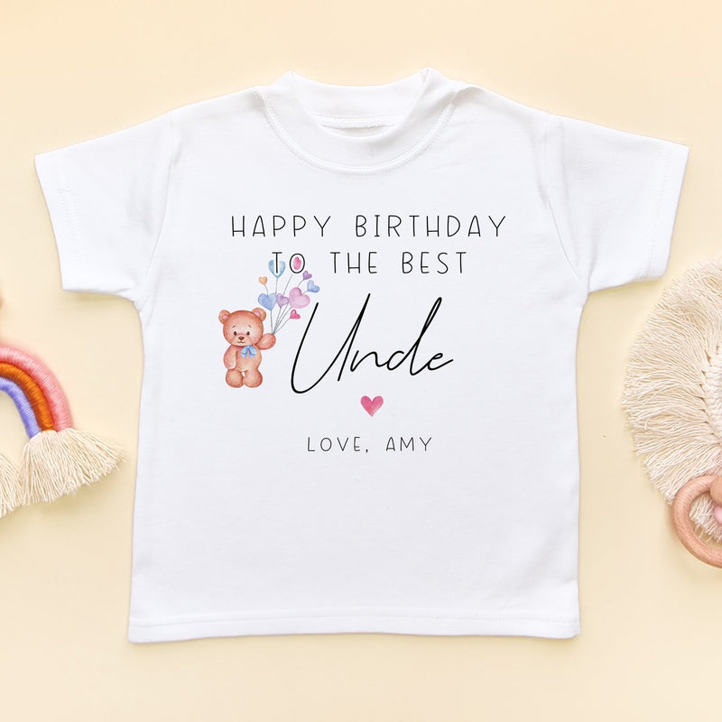 Happy Birthday Uncle Teddy Bear Personalised Toddler & Kids T Shirt - Little Lili Store (8315332657432)