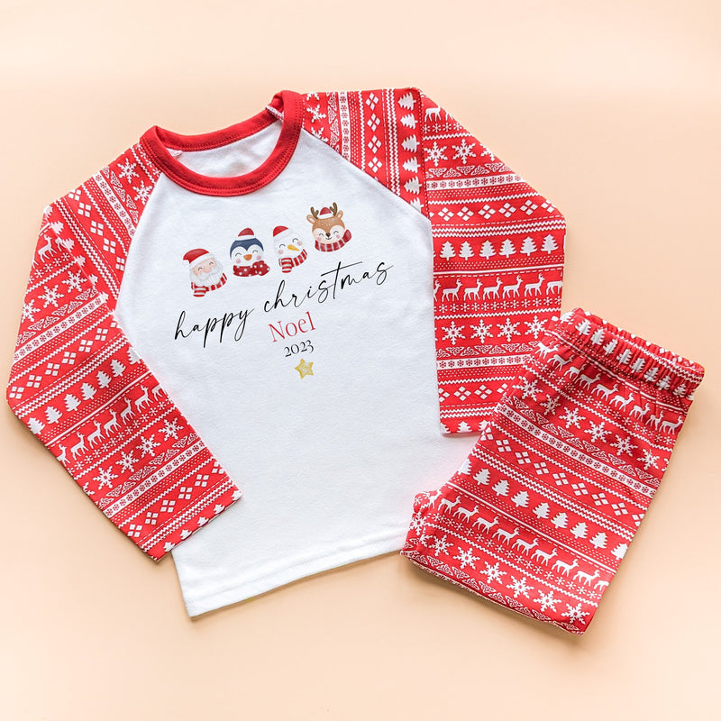 Happy Christmas Minimalistic Personalised Toddler & Kids Pyjamas Set - Little Lili Store (8754475204888)