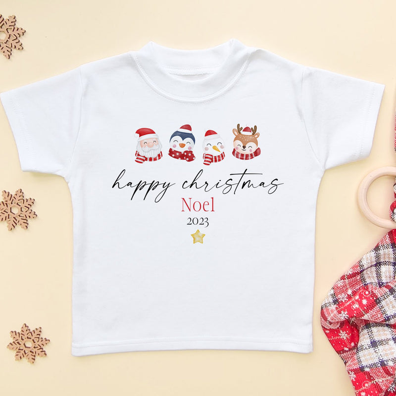 Happy Christmas Personalised 2022 Toddler & Kids T Shirt - Little Lili Store (6659137339464)