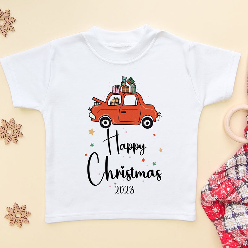 Happy Christmas Truck 2023 Toddler & Kids T Shirt - Little Lili Store (6659137273928)