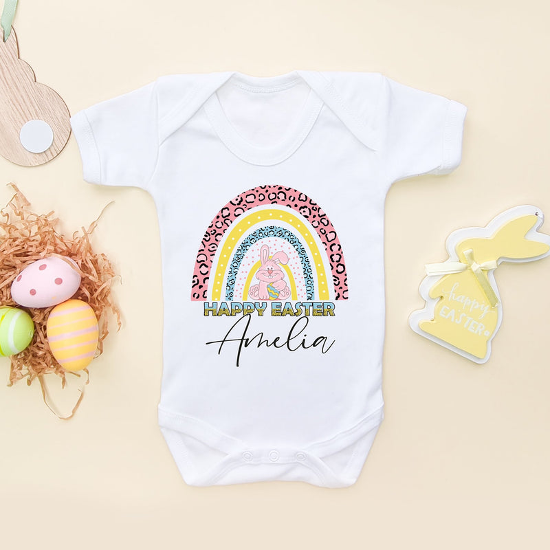 Happy Easter Cute Rainbow Personalised Baby Bodysuit - Little Lili Store (6609668898888)