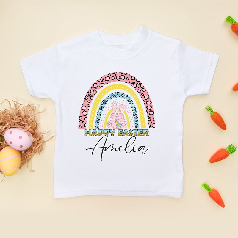 Happy Easter Cute Rainbow Personalised Toddler T Shirt - Little Lili Store (6609668767816)