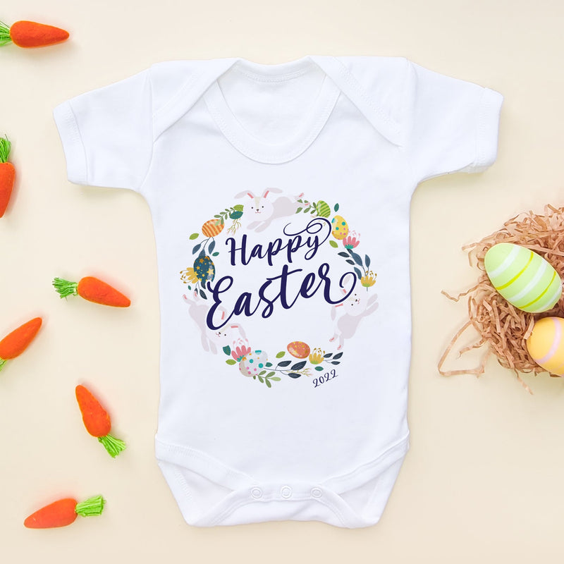 Happy Easter Wreath Baby Bodysuit - Little Lili Store (6608154656840)