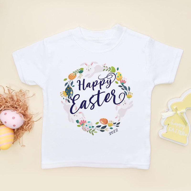 Happy Easter Wreath Toddler T Shirt - Little Lili Store (6608153804872)