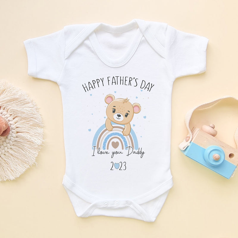 Happy Father's Day 2023 Cute Teddy Rainbow Baby Bodysuit - Little Lili Store (8204343116056)