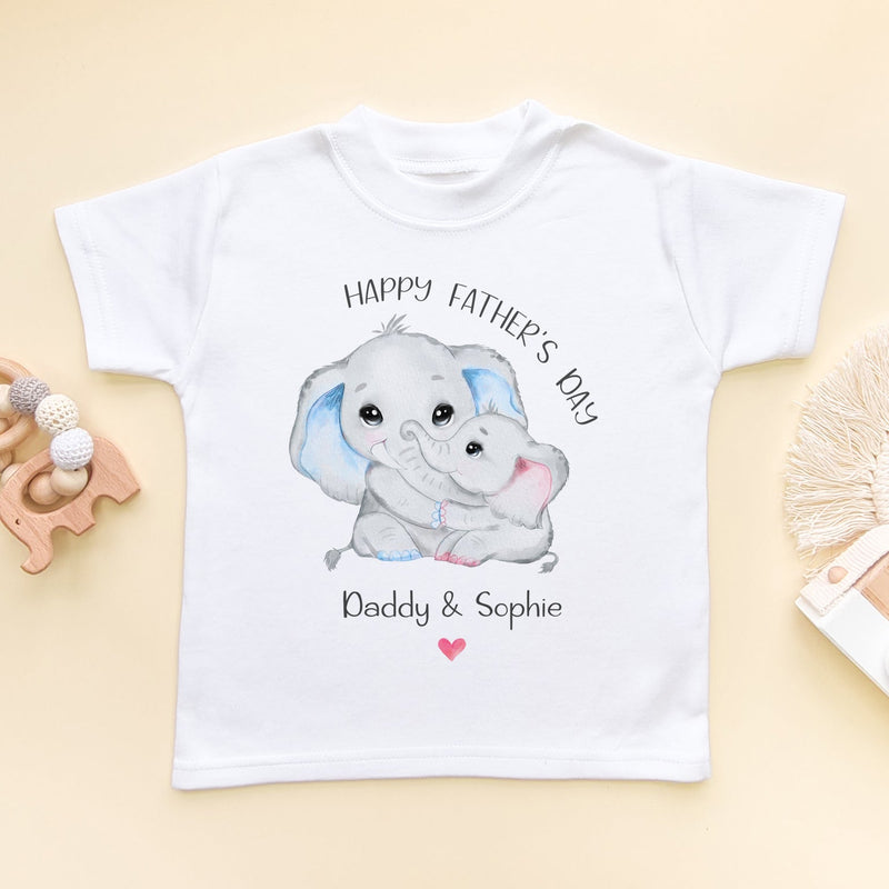 Happy Father's Day Cute Elephants (Girl) Personalised T Shirt - Little Lili Store (6550324379720)