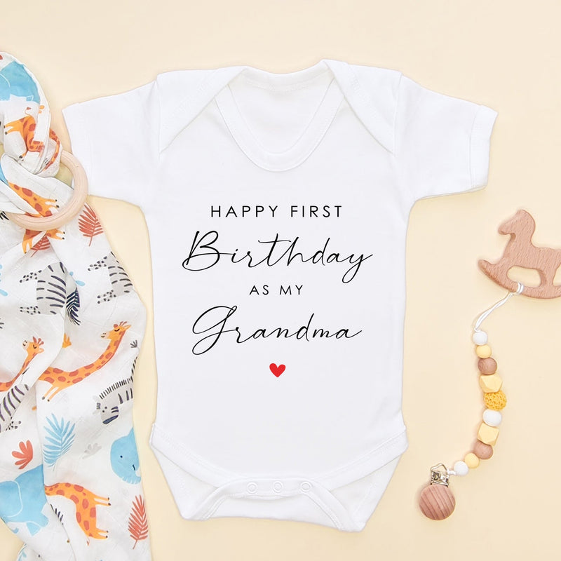 Happy First Birthday As My Grandma Baby Bodysuit - Little Lili Store (6607931408456)