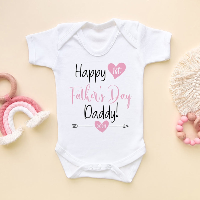 Happy First Father's Day Girl Baby Bodysuit - Little Lili Store (6550208544840)