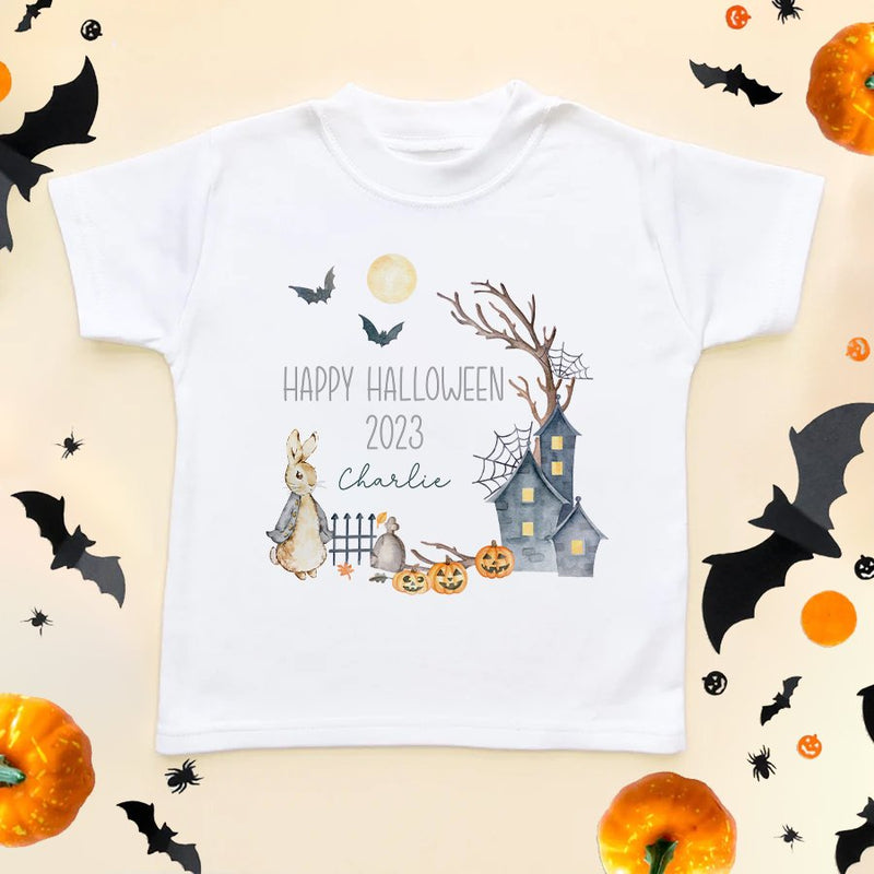 Happy Halloween Wreath Peter Rabbit Inspired Personalised Toddler & Kids T Shirt - Little Lili Store (8647203520792)