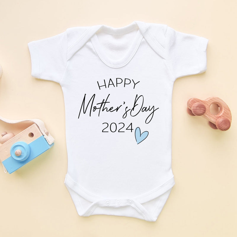 Happy Mother's Day 2024 (Blue Heart) Baby Bodysuit - Little Lili Store (6607268544584)