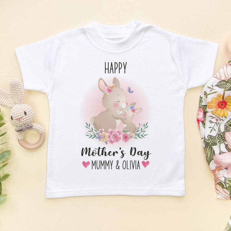 Happy Mother's Day Cute Bunnies Personalised T Shirt - Little Lili Store (6607414952008)