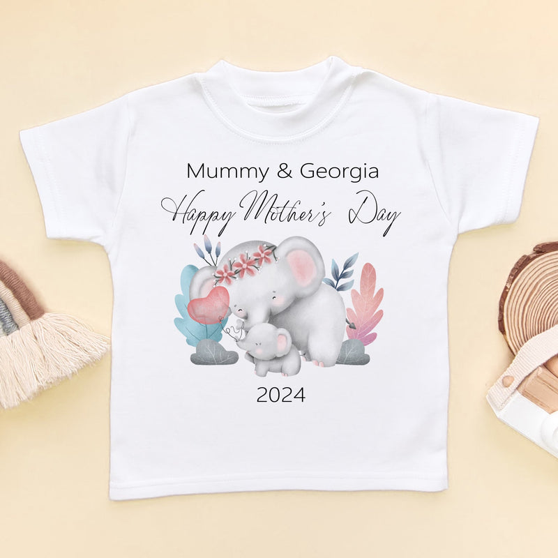 Happy Mother's Day Cute Elephants Personalised T Shirt - Little Lili Store (6607272280136)