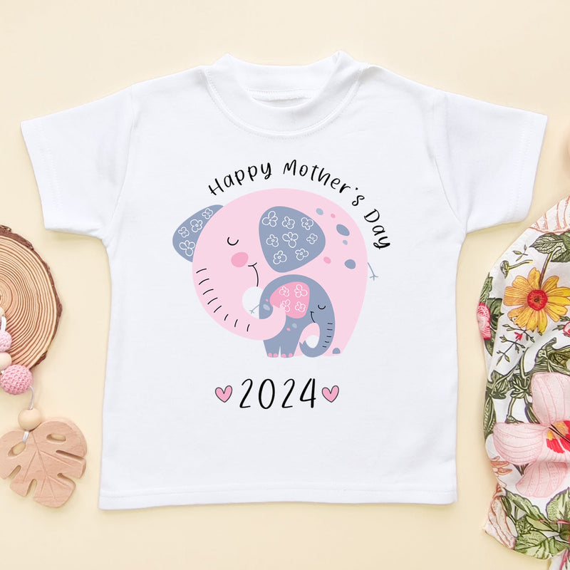 Happy Mother's Day Cute Elephants Toddler & Kids T Shirt - Little Lili Store (5878841245768)