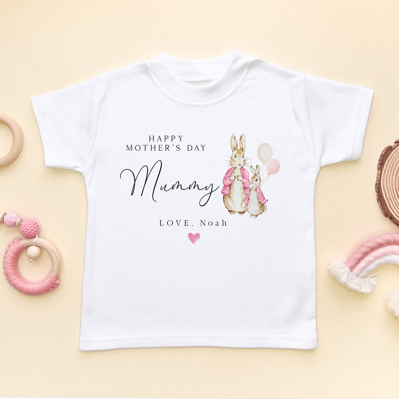 Happy Mother's Day Peter Rabbit Inspired Girl Personalised Kids & Toddler T Shirt - Little Lili Store (8902948618520)
