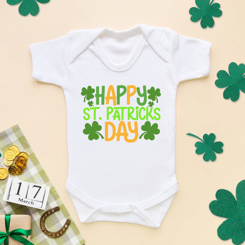 Happy St Patrick's Day Cute Baby Bodysuit - Little Lili Store (6609574330440)
