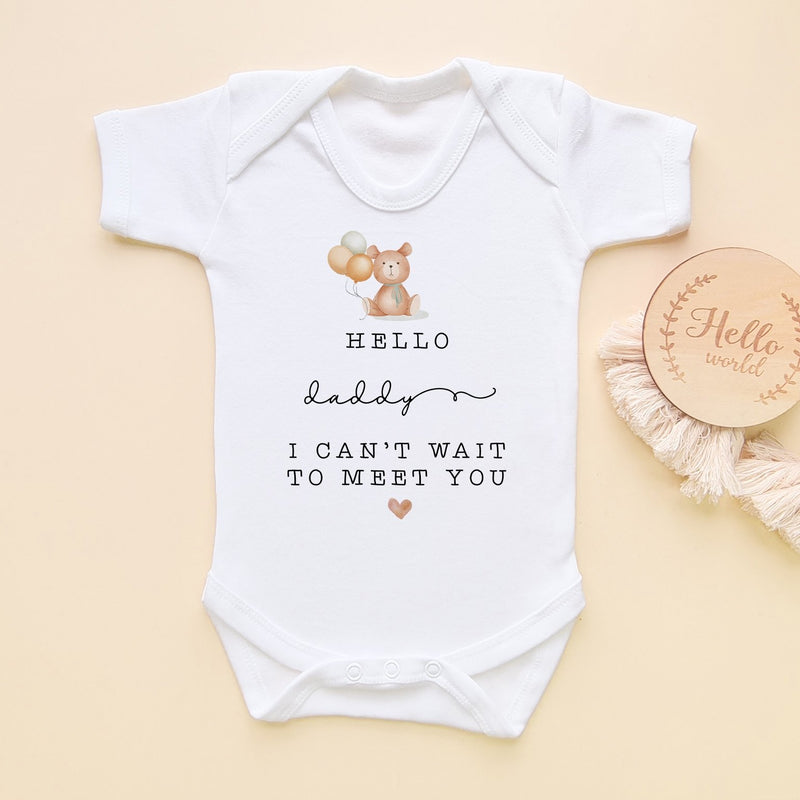Hello Daddy Cute Teddy Bear Baby Announcement Bodysuit - Little Lili Store (8118158131480)