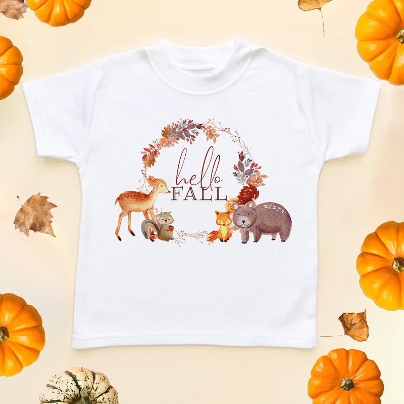 Hello Fall Toddler & Kids T Shirt - Little Lili Store (5861507792968)