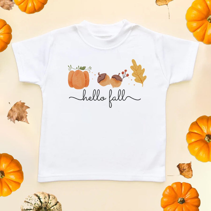 Hello Fall Toddler & Kids T Shirt - Little Lili Store (6578134024264)