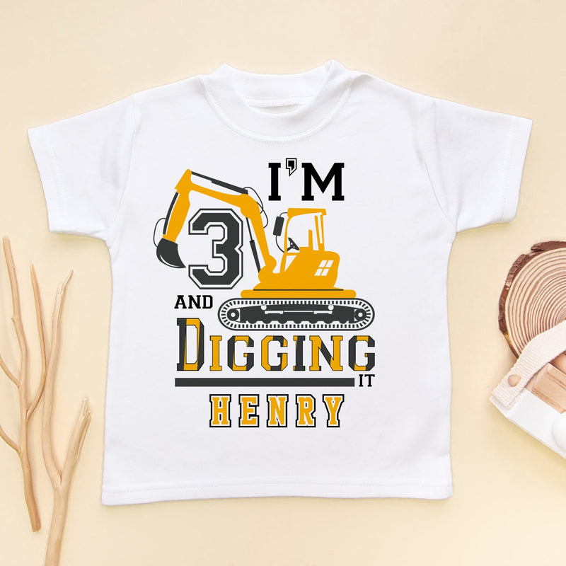 I'm 3 And Digging It Personalised Builder/Construction Birthday Kids & Toddler T Shirt - Little Lili Store (8640371622168)