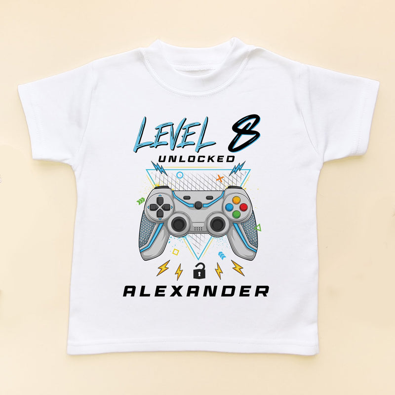 Level 8 Unlocked Gamer Birthday Personalised T Shirt - Little Lili Store (8828687352088)