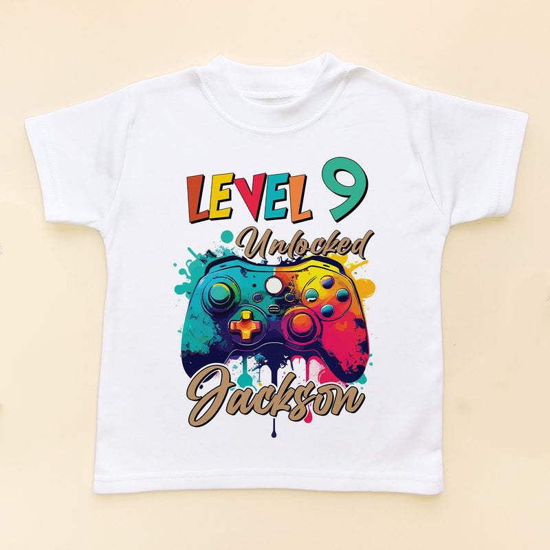 Level 9 Unlocked Colorful Gaming Controller Personalised T Shirt - Little Lili Store (8828712223000)