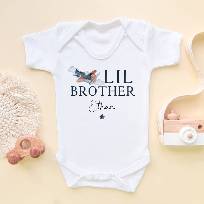 Lil Brother Airplane Personalised Baby Bodysuit - Little Lili Store (8855606296856)